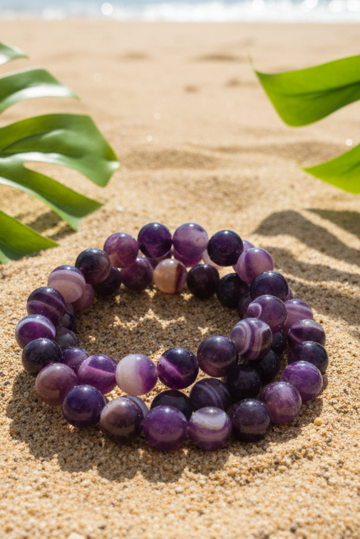 Natural Purple Agate Gemstone Bracelet