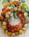Sunset Agate Gemstone Bracelet – Natural Carnelian & Banded Agate Beads