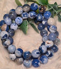 Ocean Blue Agate Gemstone Bracelet – Natural Blue & White Beaded Bracelet