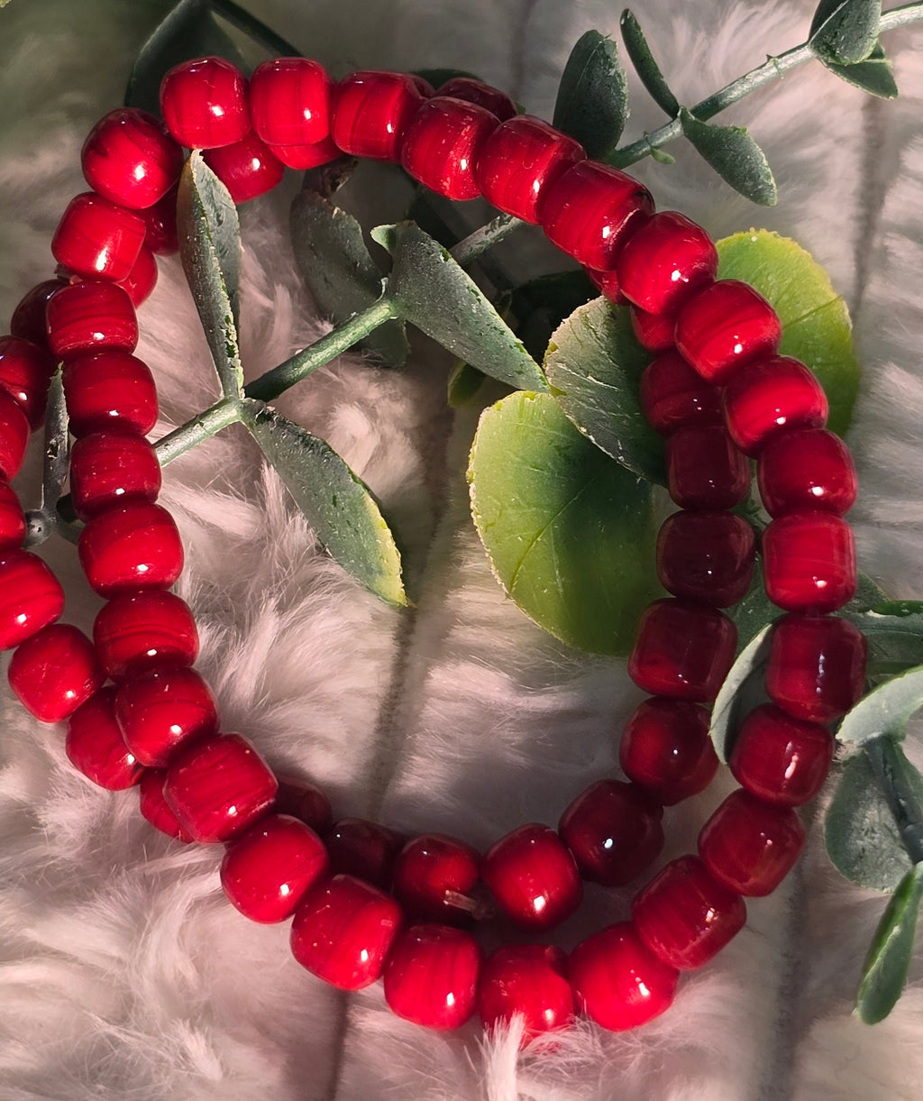 Authentic Handcrafted Crimson Red Beaded Statement  Bracelet