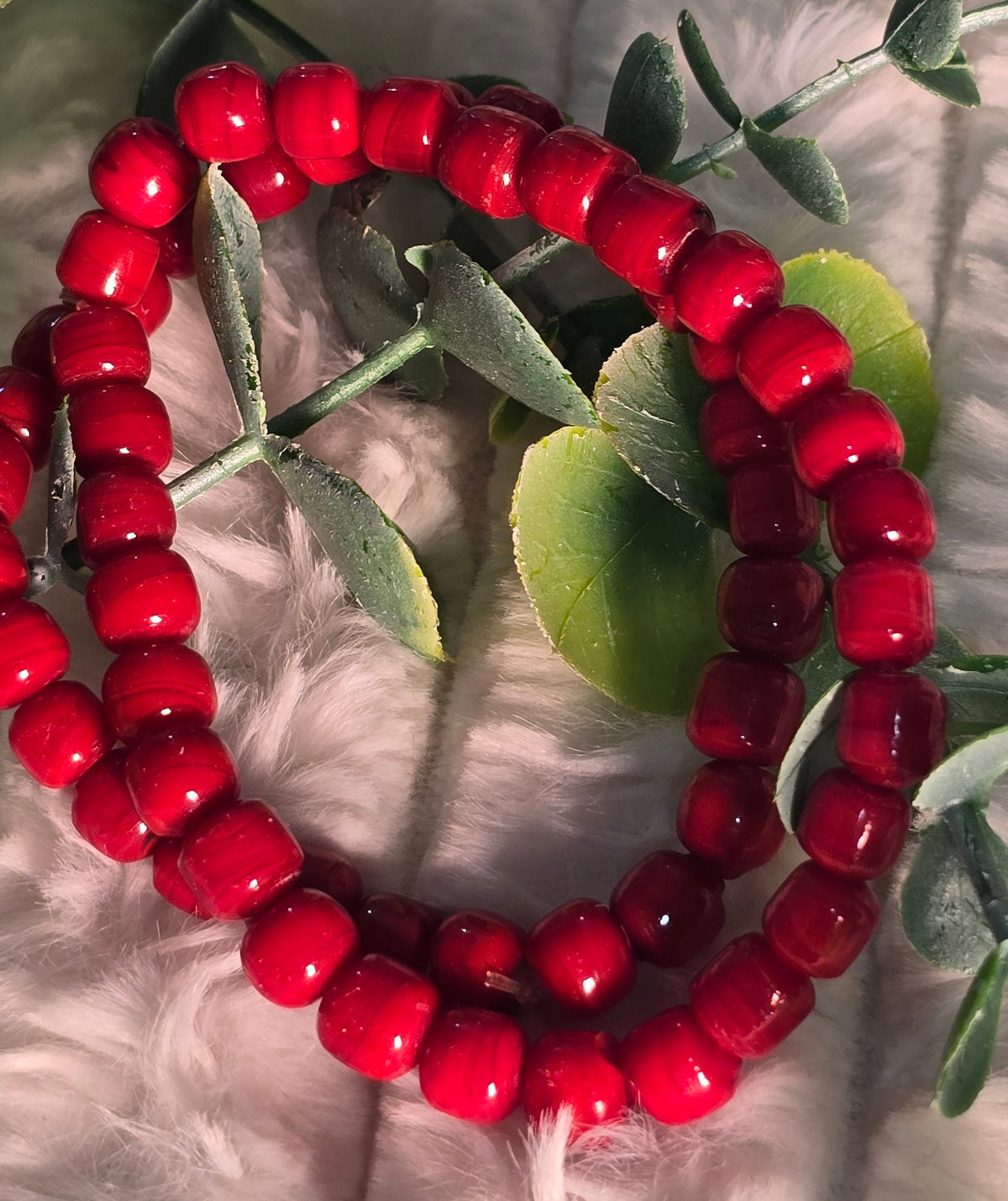 Authentic Handcrafted Crimson Red Beaded Statement  Bracelet