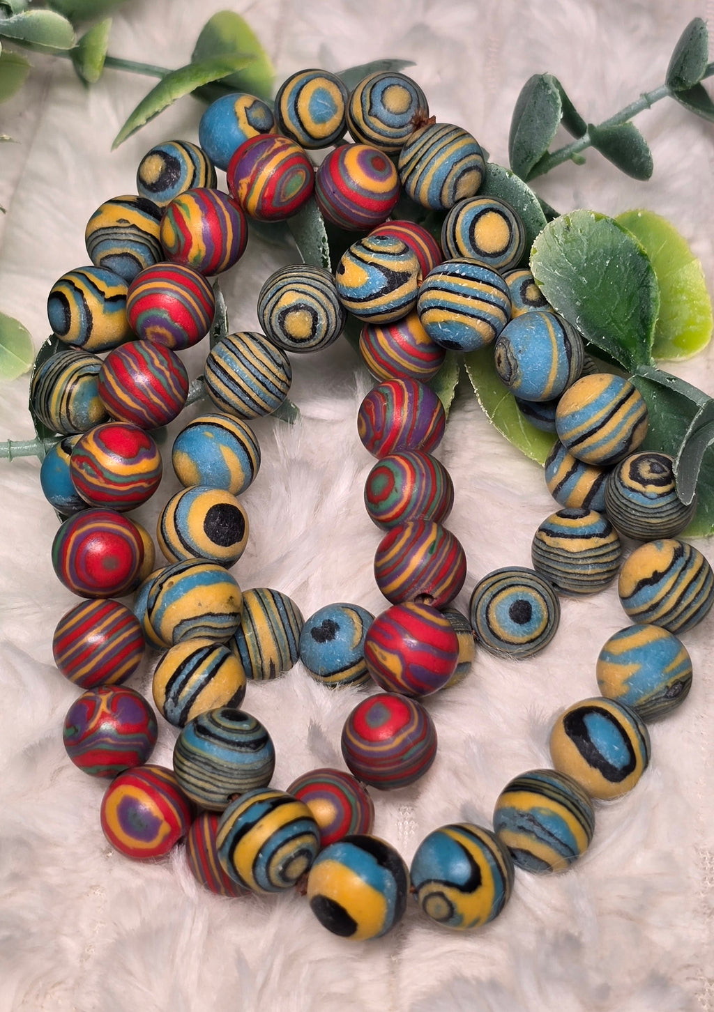 Vibrant Rainbow Banded Malachite Handmade Gemstone Bracelet