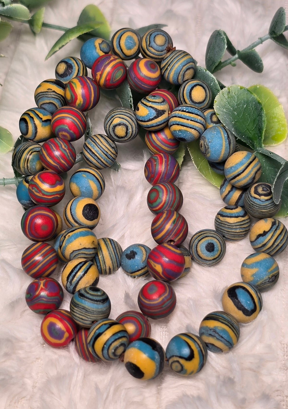 Vibrant Rainbow Banded Malachite Handmade Gemstone Bracelet