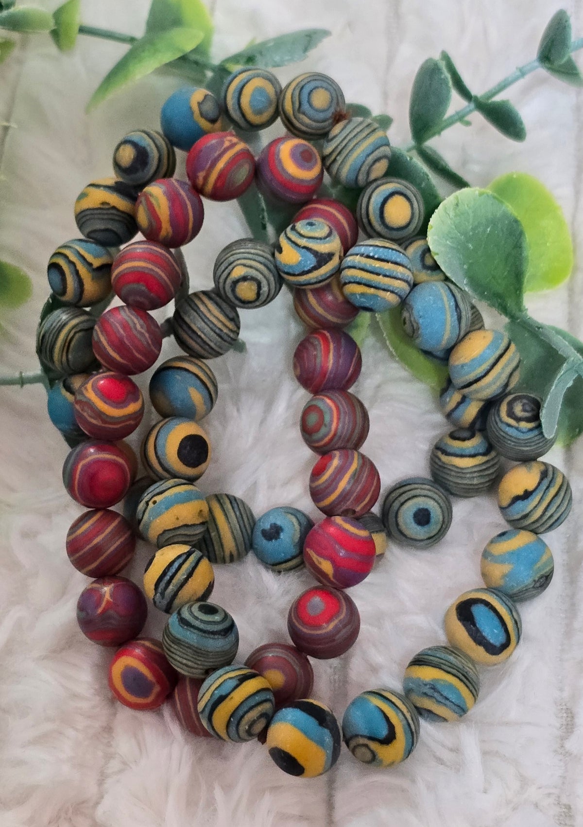 Vibrant Rainbow Banded Malachite Handmade Gemstone Bracelet