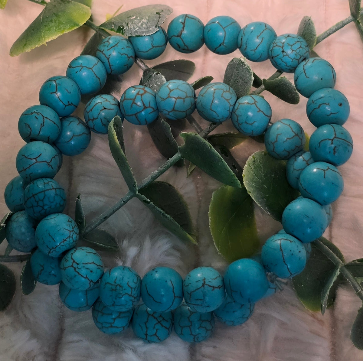 Authentic Natural Turquoise Gemstone Stretch Bracelet – Genuine Matrix Turquoise Beaded Healing Bracele