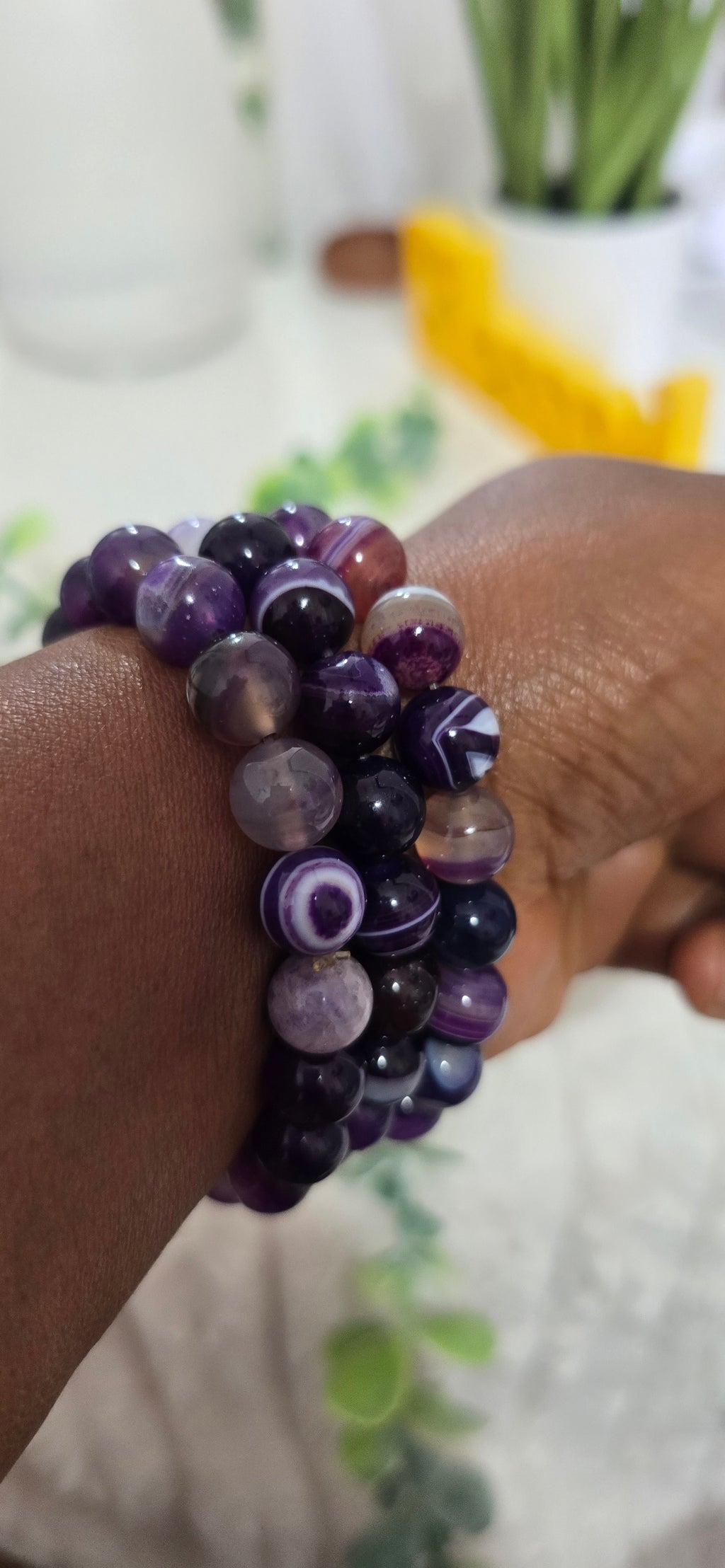 Natural Purple Agate Gemstone Bracelet