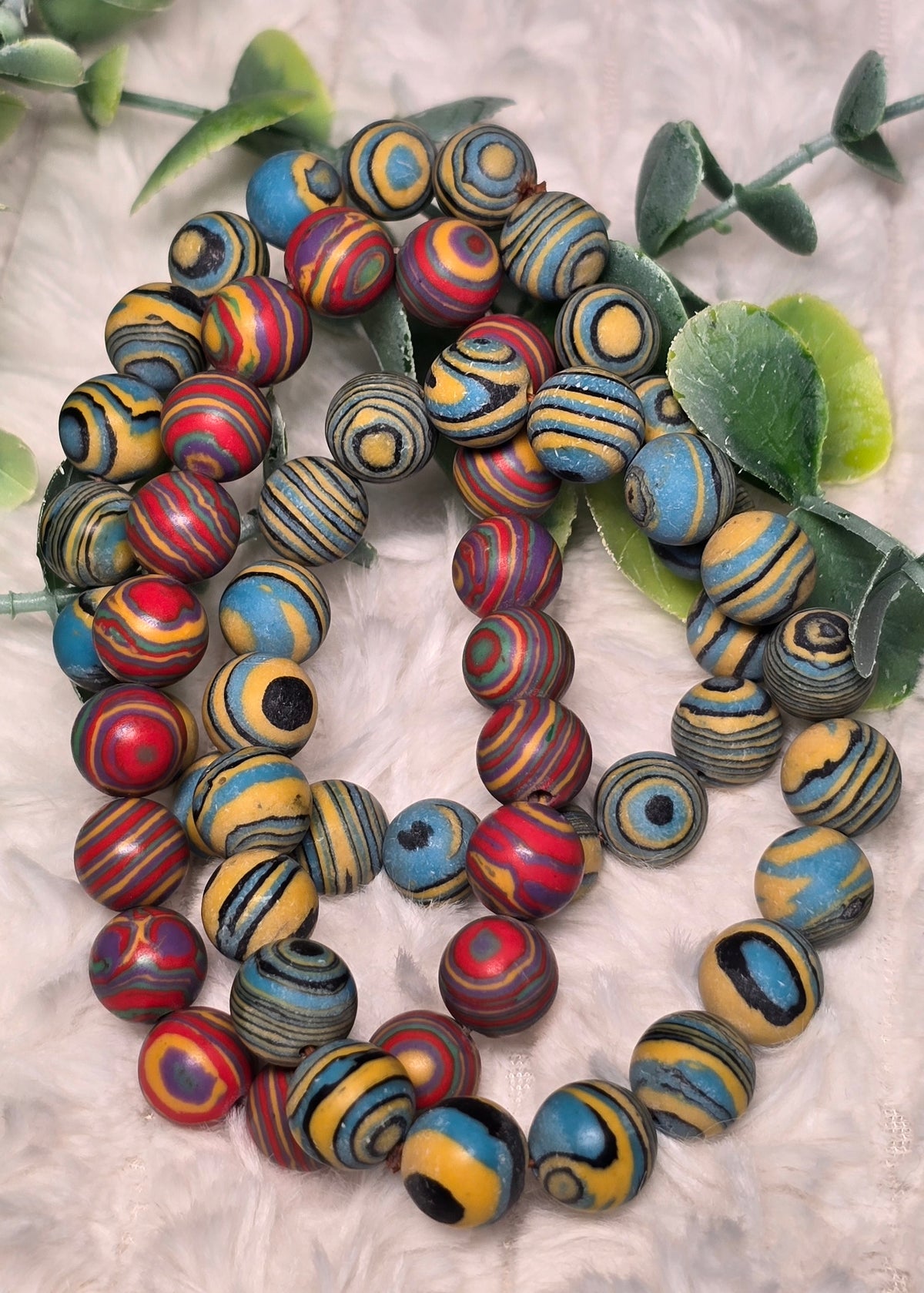 Vibrant Rainbow Banded Malachite Handmade Gemstone Bracelet
