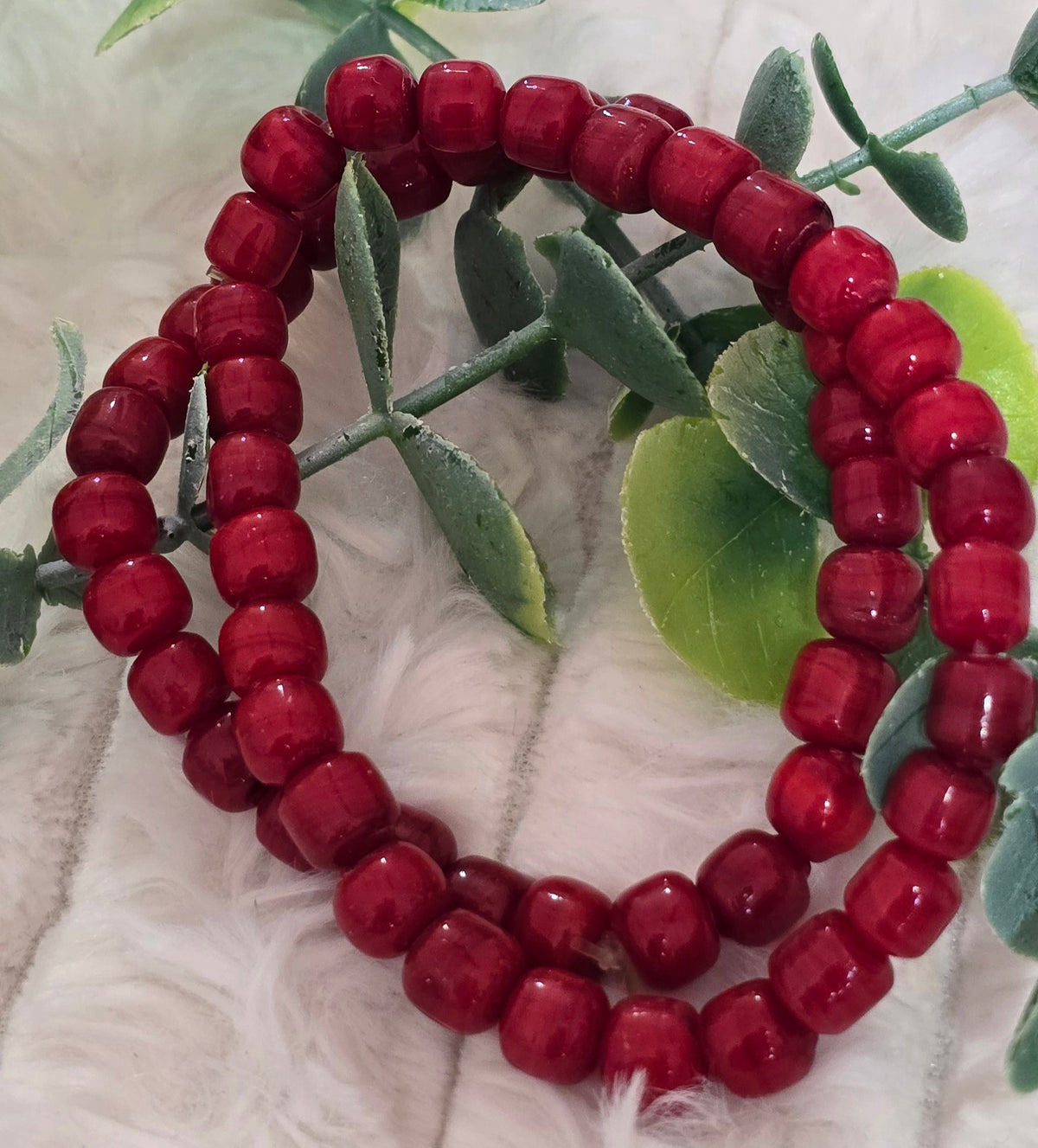 Authentic Handcrafted Crimson Red Beaded Statement  Bracelet