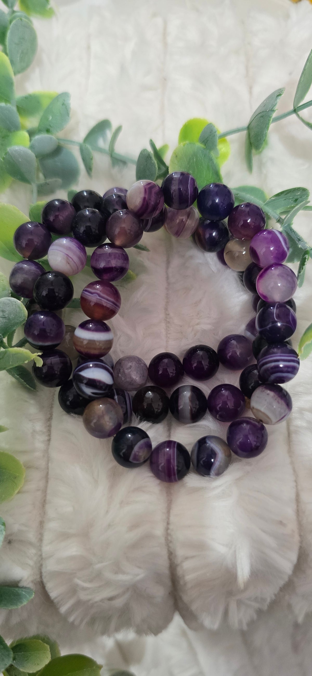 Natural Purple Agate Gemstone Bracelet