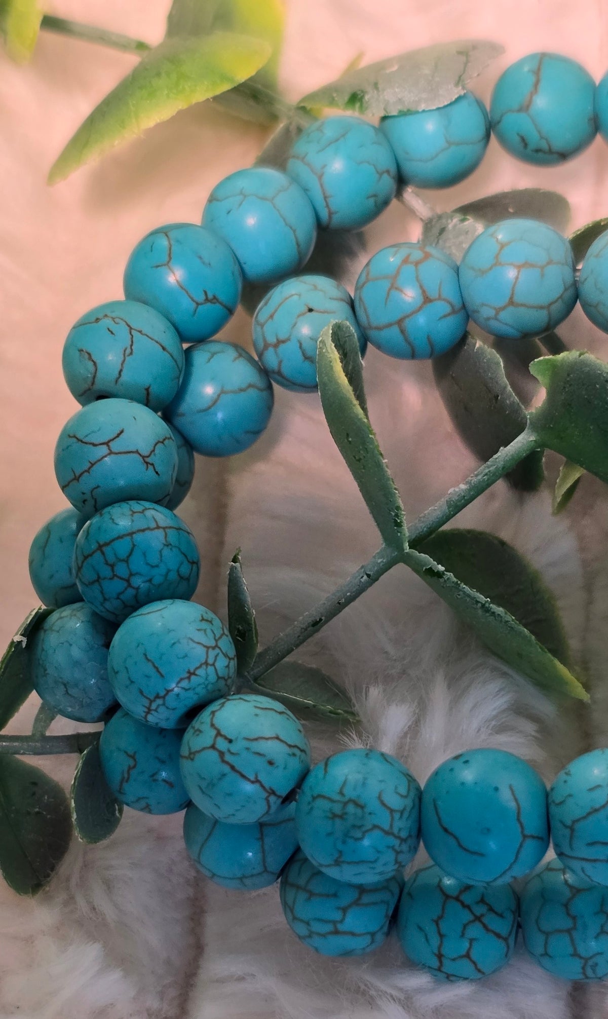 Authentic Natural Turquoise Gemstone Stretch Bracelet – Genuine Matrix Turquoise Beaded Healing Bracele